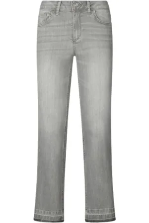 Liu Jo Jeans, Dame, Grå, W27, Bomuld, Crop Flare Jeans med Strass Detaljer