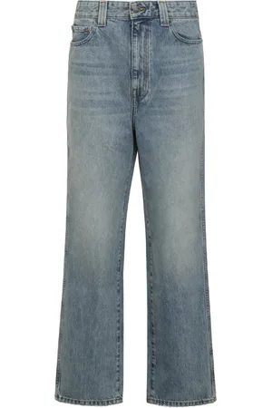 Khaite Jeans, Dame, Blå, W27, Bomuld, Straight-leg jeans med kontrastsyning