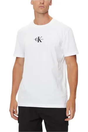 Calvin Klein Top, Herre, Hvid, M, Bomuld, Hvid Bomuld Monologo T-Shirt
