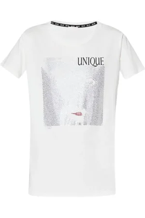 Liu Jo Top, Dame, Hvid, XL, Bomuld, Hvid T-shirt med Rhinsten