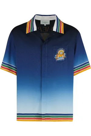 Casablanca Skjorte, Herre, Blå, M, Silk Skjorte med Frontlomme