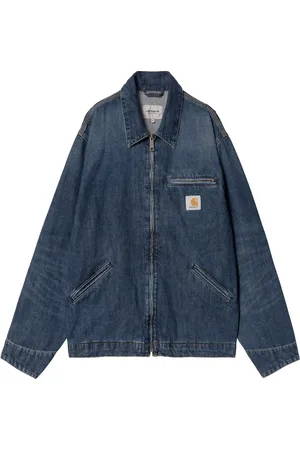 Carhartt Jakke, Herre, Blå, M, Denim, Sort Denim Jakke med Lynlås Lukning