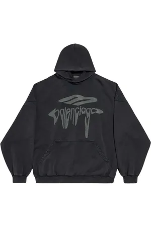 Balenciaga Sweathshirts & Hoodies, Herre, Sort, M, Bomuld, Bomuld Jersey Hættetrøje Oversized