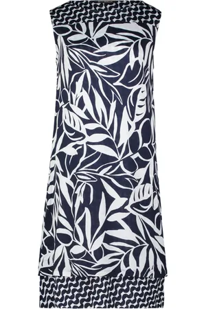 Betty Barclay Kjole, Dame, Blå, XL, Blomstret Ærmeløs Jersey Kjole