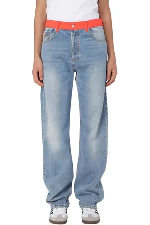 Msgm Jeans, Herre, Blå, XS, Uld, Afslappede Jeans med Kontrast Taljebånd