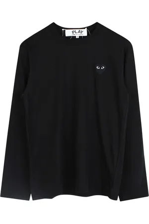 Comme des Garçons Top, Herre, Sort, XL, Bomuld, Sort Heart Logo Langærmet T-shirt