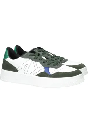 Armani Exchange Sko, Herre, Hvid, 39 EU, Polyester, Klassiske lave grønne sneakers til mænd