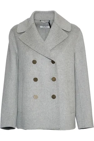 Max Mara Jakke, Dame, Grå, XS, Uld, Dobbeltbrystet uldjakke Grigio Medio