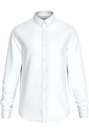 Calvin Klein Skjorte, Herre, Hvid, XL, Uld, Stilfuld Skjorte til Mænd og Kvinder