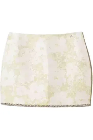Twin-Set Nederdel, Dame, Flerfarvet, XS, Blomstret Jacquard Nederdel med Håndbroderede Studs