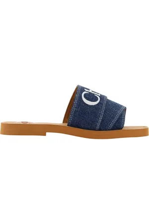 Chloé Sko, Dame, Blå, 37 EU, Denim, Denim Woody Slide Sandaler