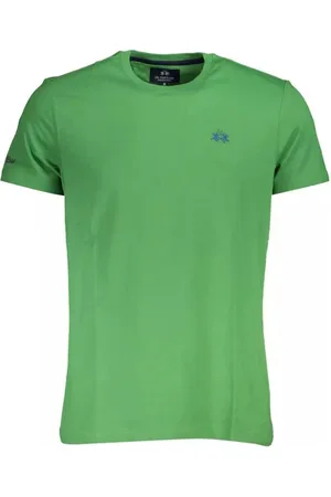 La Martina Top, Herre, Grøn, 2XL, Bomuld, Grøn bomulds T-shirt med broderet logo