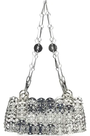Paco rabanne Taske, Dame, Grå, ONE SIZE, Uld, Elegant Sølv Skuldertaske