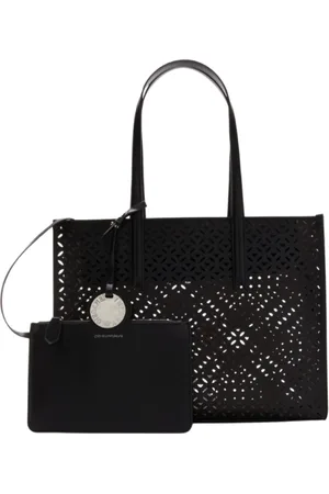 Emporio Armani Taske, Dame, Sort, ONE SIZE, Uld, Sort skuldertaske med matchende pung