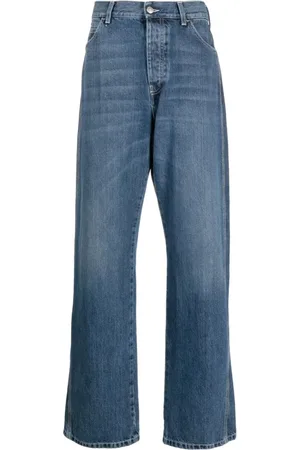 Alexander McQueen Jeans, Herre, Blå, L, Bomuld, Blå Wide-Leg Panel Jeans
