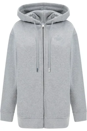 Fendi Sweathshirts & Hoodies, Dame, Grå, S, Bomuld, Bomuldshættetrøje med lynlås