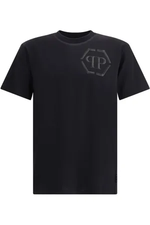 Philipp Plein Top, Herre, Sort, S, Bomuld, T-shirt med logo