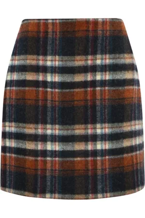 Max Mara Nederdel, Dame, Flerfarvet, 3XS, Uld, Kort Uldtjek Nederdel Epoca Stil
