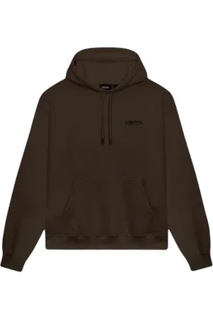 DOLLY NOIRE Sweathshirts & Hoodies, Herre, Brun, XL, Bomuld, Brun hættetrøje med bagtryk
