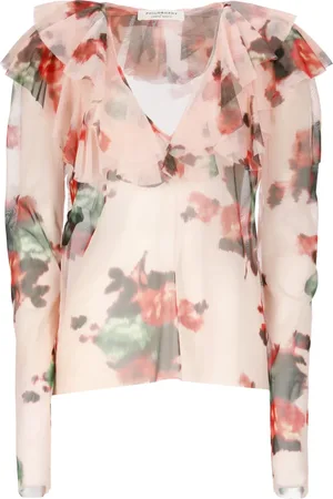 Serafini Top, Dame, Lyserød, S, Floral V-Neck Shirt