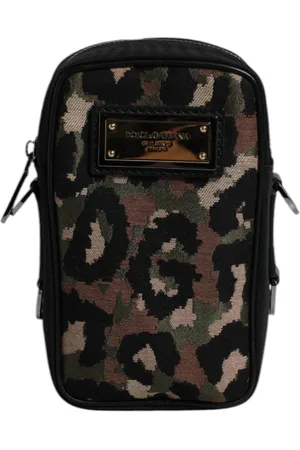Dolce & Gabbana Taske, unisex, Flerfarvet, ONE SIZE, Uld, Leopard Jacquard Logo Plaque Skuldertaske