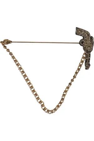 Dolce & Gabbana Tilbehør, Herre, Sort, ONE SIZE, Uld, Sort Guld Revolver Broche Reversnål