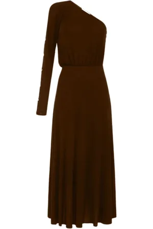 Elisabetta Franchi Kjole, Dame, Brun, M, Uld, En-skulder kjole i kakao farve