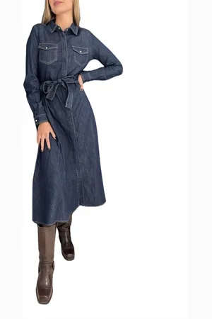 MARELLA Kjole, Dame, Blå, L, Bomuld, Shirt Dresses