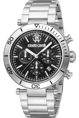 Roberto Cavalli Tilbehør, Herre, Grå, ONE SIZE, Herre Chronograph Quartz Ur med Dato