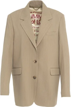 Golden Goose Jakke, Dame, Brun, S, Uld, Brun Pinstripe Oversize Blazer