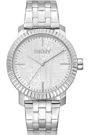 DKNY Tilbehør, Dame, Grå, ONE SIZE, Uld, Elegant Stålrem Analog Ur