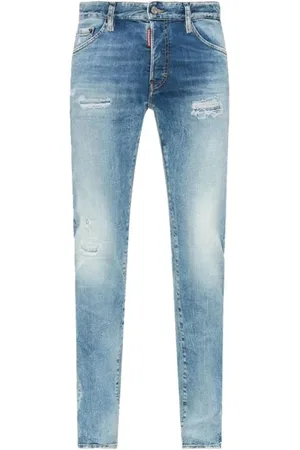Dsquared2 Jeans, Herre, Blå, 3XL, Bomuld, Slidte bomuld Slim Fit Jeans