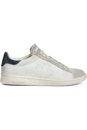 Dsquared2 Sko, Herre, Hvid, 40 EU, Uld, Hvide Sneakers med Ahornblad Detalje