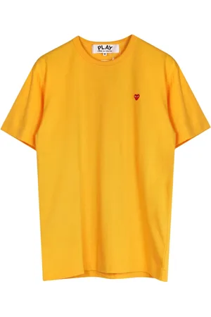Comme des Garçons Top, Herre, Gul, M, Bomuld, Orange Heart Logo T-Shirt