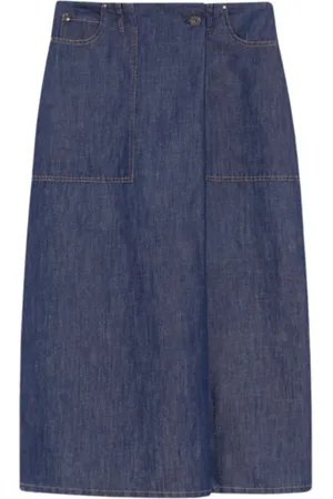 Max Mara Nederdel, Dame, Blå, M, Bomuld, Denim bomuld og hør nederdel Fischio