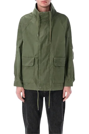 Sunflower Jakke, Herre, Grøn, L, Bomuld, Khaki Grøn Field Jacket med Stand-up Krave