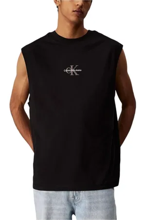 Calvin Klein Top, Herre, Sort, XL, Bomuld, Sort Ærmeløs Bomuld Undershirt