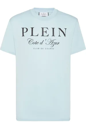 Philipp Plein Top, Herre, Blå, M, Bomuld, Afslappet Bomuld T-Shirt