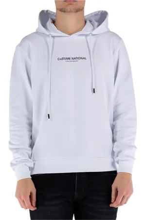 Costume National Sweathshirts & Hoodies, Herre, Hvid, L, Bomuld, Stilfuld trykt hættetrøje i bomuld