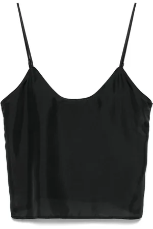 FORTE FORTE Top, Dame, Sort, S, Uld, Sort Spaghetti Strop U-Hals Top