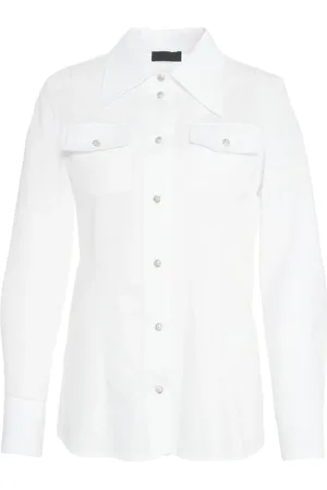 Liu Jo Bluser & Skjorter, Dame, Hvid, M, Bomuld, Hvid Skjorte med Rhinestone Accents