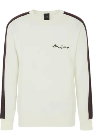 Armani Exchange Strik, Herre, Hvid, XL, Uld, Klassisk Crewneck Uld Pullover Hvid