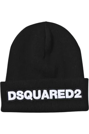 Dsquared2 Tilbehør, Herre, Sort, ONE SIZE, Uld, Logo Patch Uld Beanie Hat