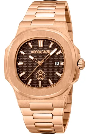 Roberto Cavalli Tilbehør, Herre, Gul, ONE SIZE, Herre Rustfrit Stål Analog Dato Ur