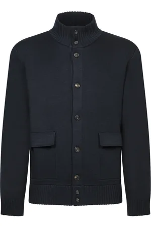 ZANONE Strik, Herre, Sort, XL, Uld, Blå Sweater Aw24 Stilfuldt Herretøj