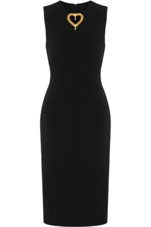 Moschino Kjole, Dame, Sort, L, Uld, Sort Hjerte Broderet Kjole
