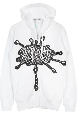 Comme des Garçons Sweathshirts & Hoodies, Herre, Hvid, S, Bomuld, Hvid Langærmet Lynlås Hættetrøje