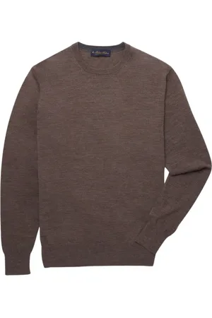 Brooks Brothers Strik, Herre, Brun, M, Uld, Merino uld rund hals sweater