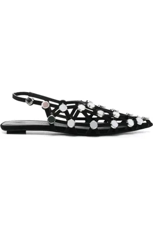 The Attico Sko, Dame, Sort, 37 1/2 EU, Læder, Sorte Ballerinaer med Studs