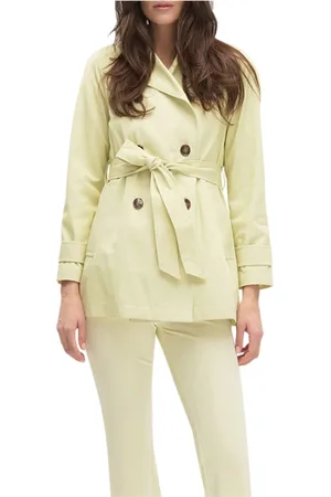 MARELLA Jakke, Dame, Grøn, M, Bomuld, Elegant Trench Coat med Taljebælte